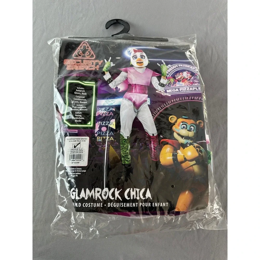 NEW FIVE NIGHTS AT FREDDY'S GLAMROCK CHICA COSTUME SZ XL(14-16) Kids COSPLAY NWT